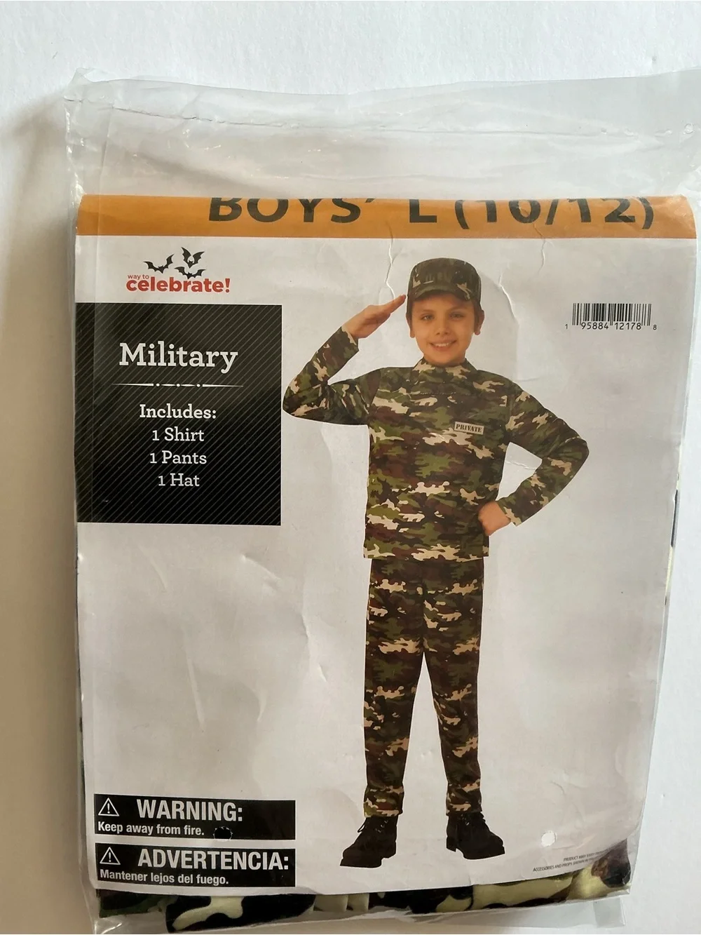 Boys' Military Soldier Camouflage Costume in green brown & tan Size L 10/12 New